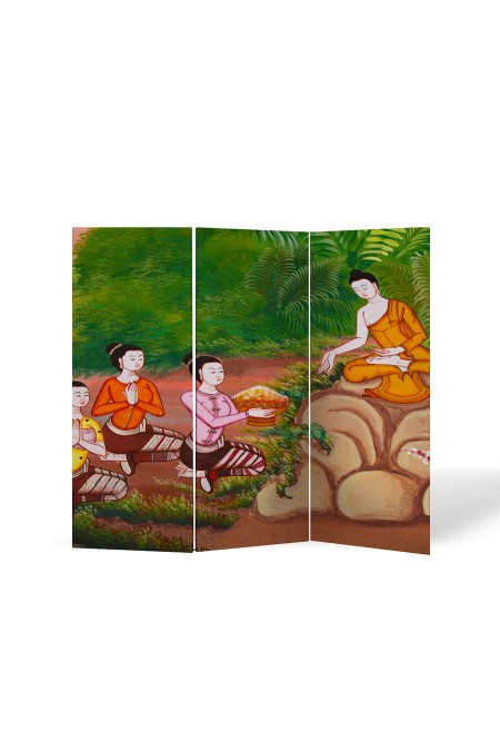 Budizm Minyatür Dekoratif Üç Kanat Paravan