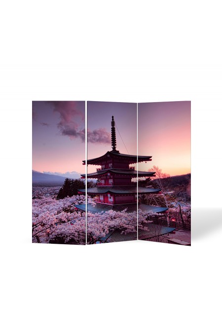 Japon Tapınağı Dekoratif Üç Kanat Paravan