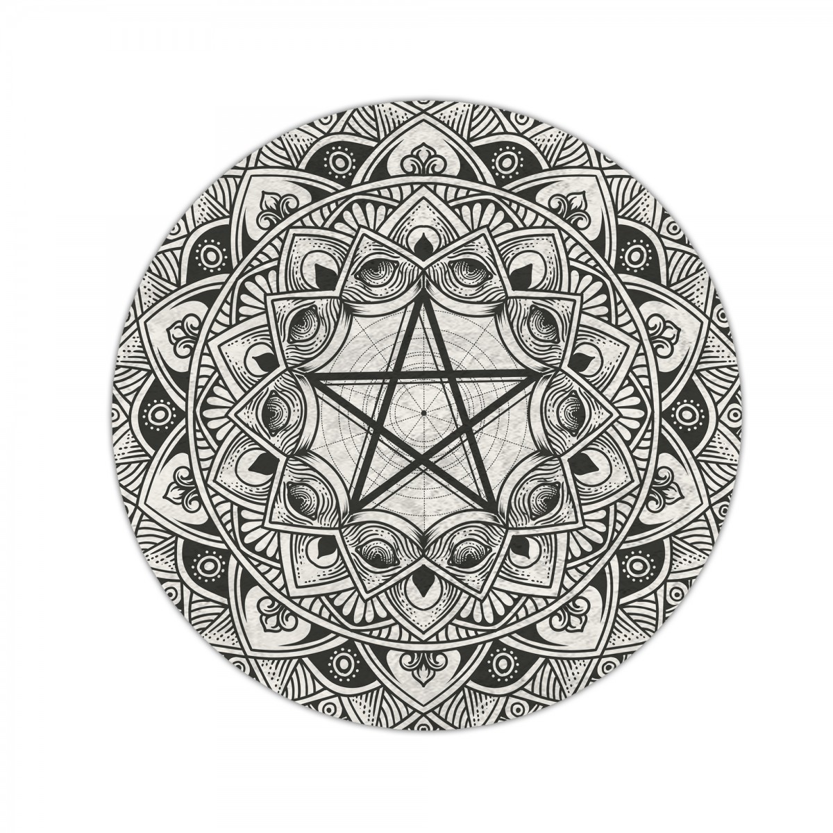 Pentagram Yuvarlak Halı